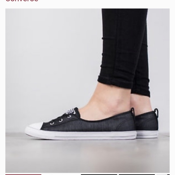 Black leather converse ballet flats Clearance